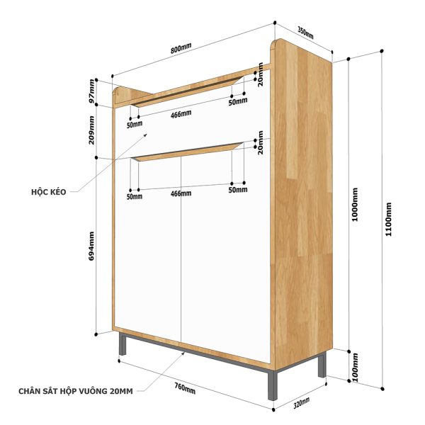 Tủ giày gỗ cao su KG68031 có nhiều kích thước khác nhau để phù hợp với nhu cầu sử dụng của bạn.