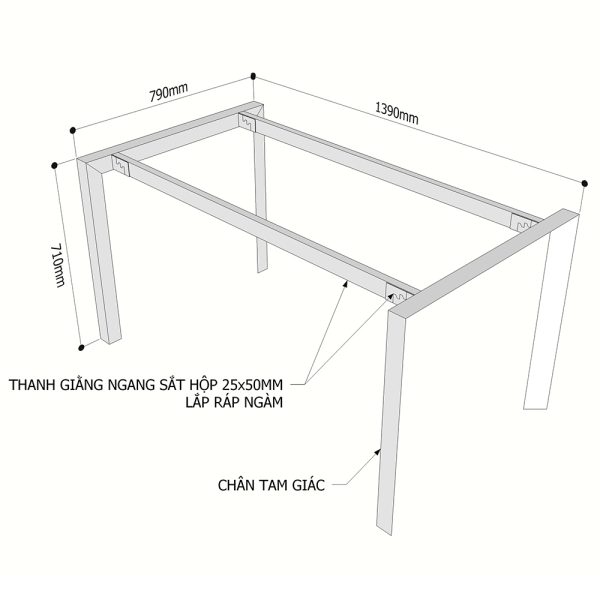 Kích thước Chân bàn sắt lắp ráp