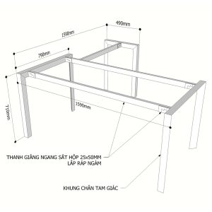 Kích thước Chân bàn sắt lắp ráp