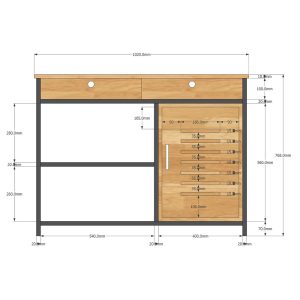 Kệ bếp di động đa năng THONET khung sắt mặt gỗ tre  KB68013