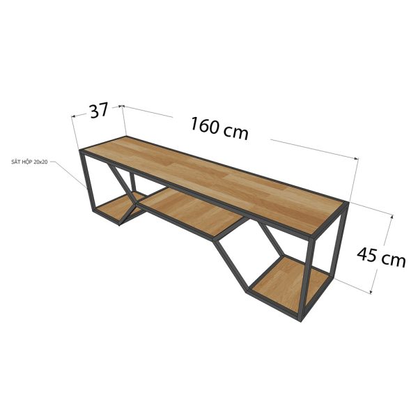 Kệ Tivi gỗ khung sắt 2 tầng