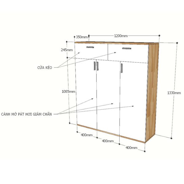 Tủ giày hiện đại gỗ cao su tự nhiên KG68023