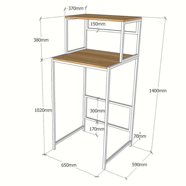 KMG68003 - Kệ máy giặt 2 tầng gỗ Cao Su khung sắt tĩnh điện