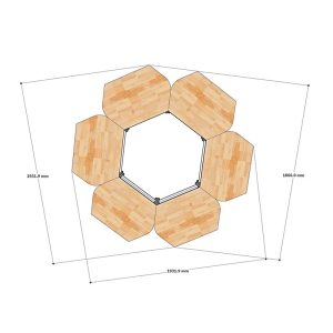 Module Bàn Cụm 6 bông hoa gỗ tự nhiên chân sắt PSD035