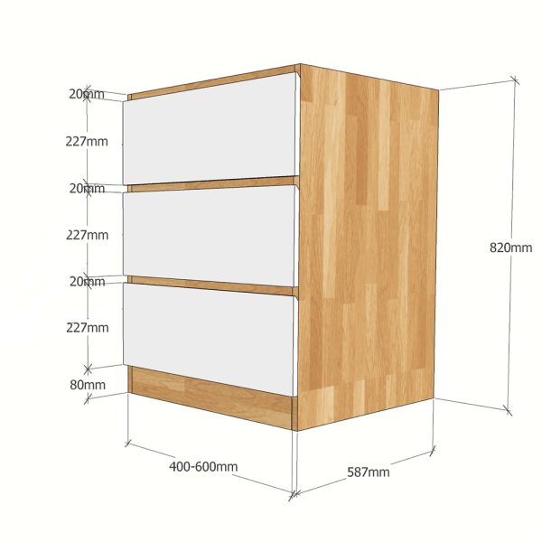 MTBD005- Module tủ bếp dưới hệ 3 ngăn kéo 40x58x82(cm)