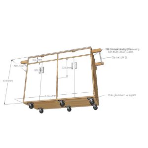 KIS68004 - Bàn đảo bếp di động có bánh xe mặt đá (110x50x90cm)