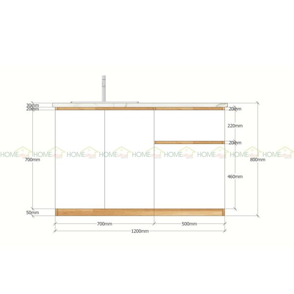 TBD68002 - Tủ bếp dưới mẫu 002 - 120x60x80 cm