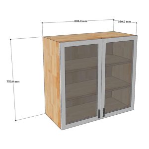 Module tủ bếp trên 80cm hệ 2 cửa kính mở TBT017