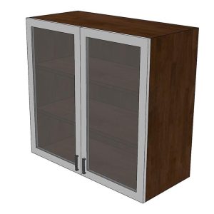 Module tủ bếp trên 80cm hệ 2 cửa kính mở TBT017