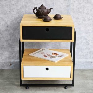 Tủ đầu giường 2 ngăn kéo gỗ cao su 40x45x59cm TDG68033