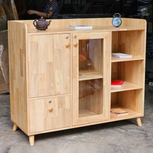 Tủ để đồ có ngăn kéo giấu tiền 125x49x100cm gỗ cao su KTB68188