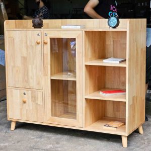 Tủ để đồ có ngăn kéo giấu tiền 125x49x100cm gỗ cao su KTB68188