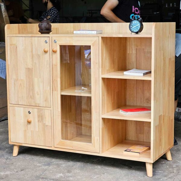 Tủ để đồ có ngăn kéo giấu tiền 125x49x100cm gỗ cao su KTB68188