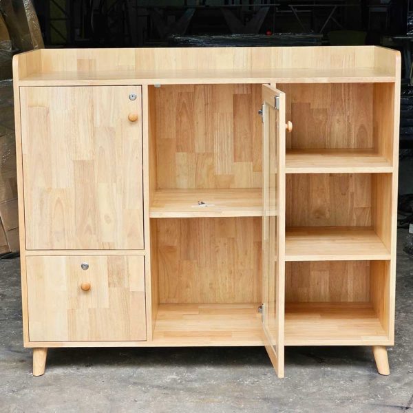 Tủ để đồ có ngăn kéo giấu tiền 125x49x100cm gỗ cao su KTB68188