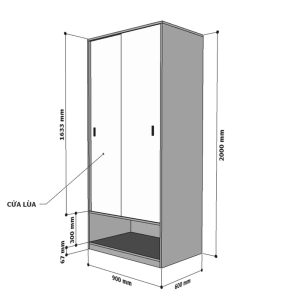 Tủ quần áo cửa lùa nhỏ gọn gỗ cao su TQA68037