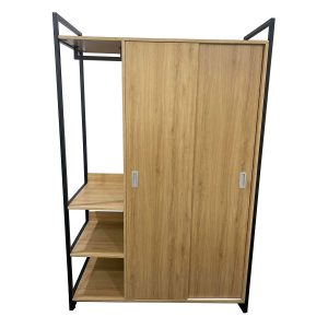 Tủ quần áo 2 cánh kết hợp kệ treo đồ 140x55x200cm gỗ plywood TQA68045