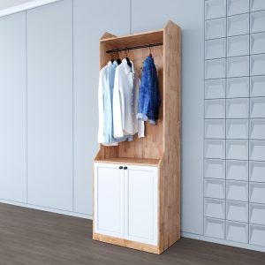 Tủ quần áo đơn giản gỗ cao su tự nhiên TQA68031
