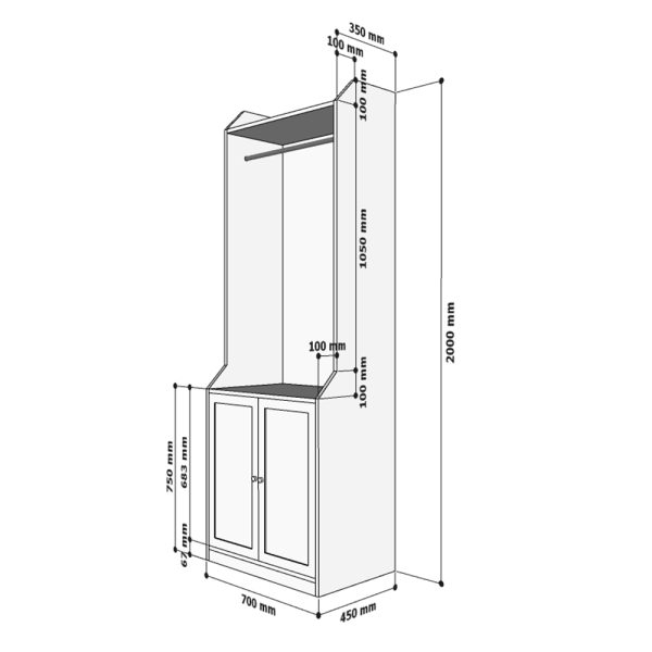 Tủ quần áo đơn giản gỗ cao su tự nhiên TQA68031