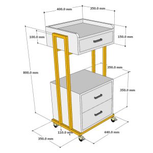 Trạm trang điểm di động 44x35x73cm gỗ cao su TDSL004