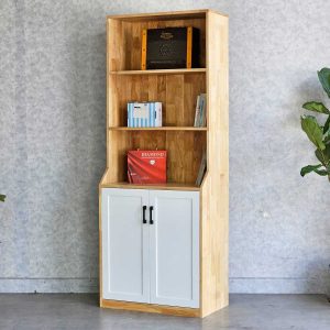 Kệ sách có ngăn tủ 70x40x180cm gỗ cao su KS68252