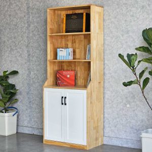 Kệ sách có ngăn tủ 70x40x180cm gỗ cao su KS68252