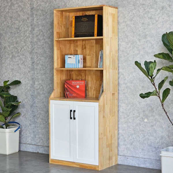 Kệ sách có ngăn tủ 70x40x180cm gỗ cao su KS68252