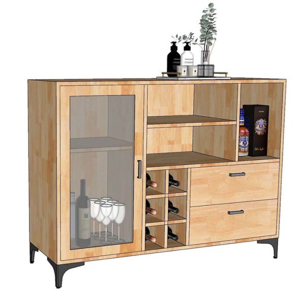 Tủ trang trí gỗ tự nhiên chân inox KTB68127