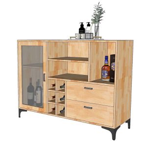 Tủ trang trí gỗ tự nhiên chân inox KTB68127