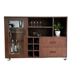 Tủ trang trí gỗ tự nhiên chân inox KTB68127