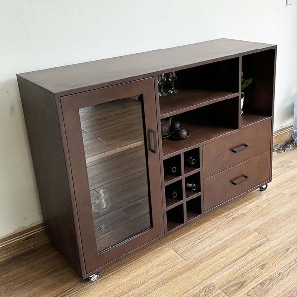 Tủ trang trí gỗ tự nhiên chân inox KTB68127
