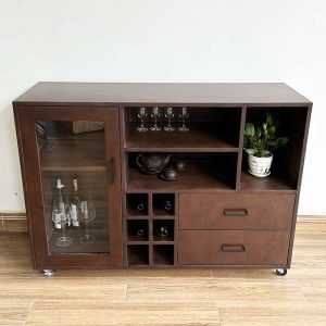 Tủ trang trí gỗ tự nhiên chân inox KTB68127