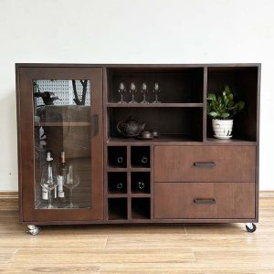 Tủ trang trí gỗ tự nhiên chân inox KTB68127